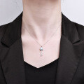 Sterling Silver Colorful Moissanite Pendant Necklace, Luxury Key Chain, Cross-Border Ready Stock-0-2