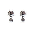 wholesale Metal: 925 Silver Plated with White Gold European and American Minimalist Personality Bright Round Ball Earrings, Niche Design, Light Luxury Fashion, High-end Ear Accessories-0-4