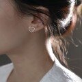 wholesale S925 Sterling Silver Hollow-Out Heart Stud Earrings, Niche Design, High-End Sense, Ins Minimalist Style, Women's Summer Earrings Trend-0-2