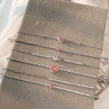 wholesale S925 Sterling Silver Cross-Border Women's Pink Love Zirconia Pavé Tennis Bracelet with Exquisite Sweet European-American Style Design-0-3