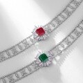 wholesale S925 Silver Cross-Border New Heavy Work Design Cultivated Emerald Zambian Color Necklace Light Luxury Cultured Colored Gemstone Necklace-0-1