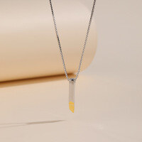 wholesale Small niche design matching couple necklaces, sterling silver male and female matchstick interlocking pendants for Qixi Valentine's Day-Women's>925 silver