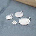 wholesale 990 Sterling Silver Round Pendant, Pure Silver Minimalist Personalized Couple Necklace Coin Charm Tag Pendant Accessory with Engraving Option-0-1