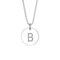 wholesale Silver jewelry, pure silver round plaque engraved with uppercase letters, fashionable and trendy couple necklace for Valentine's Day gift-0-4