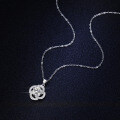925 Sterling Silver 1-Carat Moissanite Four-Leaf Clover Windmill Pendant Necklace-0-1