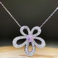 wholesale 925 Sterling Silver Sunflower Flower Petal Pendant Radiant Cut Ice Flower Necklace Collarbone Chain-0-3
