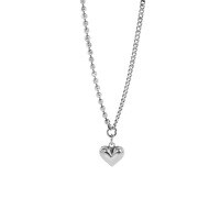 wholesale S925 Sterling Silver 128 Korean Version Ins Small and Unique Design Vintage Distressed Heart Ballpoint Chain Textured Necklace for Women-Plain silver 925 silver