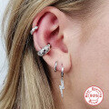 wholesale S925 Sterling Silver New Classic Best-Selling Octagram Zircon Ear Hoop Ear Clip Earrings for Women-0-1