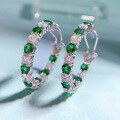 wholesale Metal Material: 925 Sterling Silver Inlaid with White and Green Diamonds 40 High Carbon Diamonds, Zhuozhifan Jewelry New Simple and Versatile Ear Clips-0-1