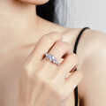 925 Sterling Silver Princess Cut Four-Prong Moissanite Ring for Women-0-3