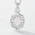 wholesale S925 Sterling Silver Gold-Plated Vintage Minimalist Openwork Luxury Synthetic Opal Necklace Wholesale Customization-0-4