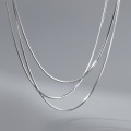 wholesale S925 Sterling Silver 1mm Octagonal Snake Chain Single Necklace Fashion Long Pendant Necklace Accessory Y00855-0-0