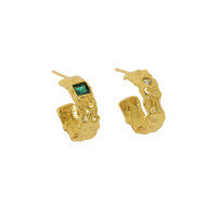 wholesale S925 Sterling Silver 632 Korean Version Ins Asymmetrical Earrings for Women with Irregular Micro-Set Zircon Texture, Small and Niche Design-18K gold [with sterling silver ear plugs]  925 silver