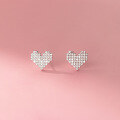 wholesale S925 Sterling Silver Fresh and Sweet Ins Style Niche Design Exquisite Full Diamond Heart Earrings M06619-0-1