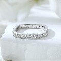 wholesale 925 Silver Full Diamond Single Row Square Round Ring for Women, Small Niche Fashionable Stacking Ring-0-1