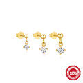 wholesale S925 Sterling Silver Four-Prong Diamond Stud Earrings Set, Women's Korean Minimalist Design Daily Wear-0-5