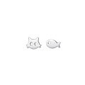wholesale 925 Sterling Silver Cat And Fish Stud Earrings For Women-0-0