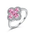 wholesale S925 Sterling Silver European & American Wedding New Style Women's Rings 5A Zircon Series Pink Clover Drop Geometric Wholesale-0-10