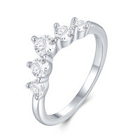 Sterling Silver Square Moissanite Ring, Amazon Bestseller, Customizable Women's Minimalist Stacking Ring.-R15723 Moissanite 4.0/30 points + 4 beads  US size 5/Hong Kong size 11