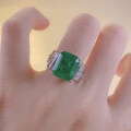 wholesale S925 silver new 10*12mm rectangular simulated emerald ring,-0-3