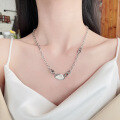 wholesale S925 Sterling Silver Retro Geometric Pendant Letter Necklace Minimalist Ins Trendy Niche Collarbone Chain-0-0