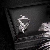 wholesale 925 silver cross-border Europe and America vintage great white shark hammerhead shark open ring trendy ins fashion ring-xb1239-Hammerhead Shark