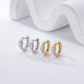 wholesale S925 Sterling Silver Fashionable Turquoise Hoop Ear Clasps, Versatile and Stylish, Ins Wind Light Luxury Niche Earrings-0-0