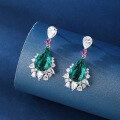 wholesale S925 Sterling Silver Cross-Border Live Streaming Earrings Inlaid with High-Carbon Diamond Zirconia Emerald Ear Studs Drop Shipping Wholesale for Women-0-2