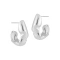 wholesale S925 Sterling Silver Geometric Irregular U-Shaped Matte Drop Earrings for Women, Minimalist and Versatile-0-5