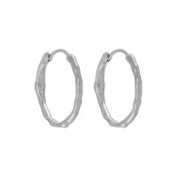 wholesale S925 sterling silver Korean version ins niche design textured minimalist irregular frosted matte circle earrings-Platinum [Large/23#]>925 Silver