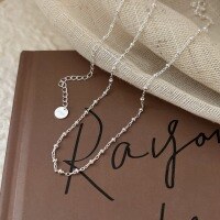 wholesale S925 Sterling Silver Simple Round Bead Chain Necklace for Women, New Trendy Versatile Minimalist Design Small Collarbone Pendant-Pure silver (40+5CM)
