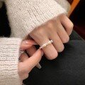wholesale S925 Sterling Silver Crushed Silver Pearl Elastic Ring for Women, Fashionable Geometric Irregular Versatile Index Finger Jewelry-0-2