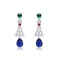 wholesale 925 Silver Gold-Plated Earrings with High-Carbon Diamond Royal Blue Teardrop Art Deco Geometric Exquisite Jewelry for Women-0-4