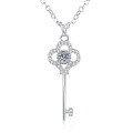 S925 Silver Moissanite Twilight Key Necklace, Full Diamond-0-3