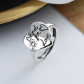 wholesale S925 Sterling Silver Blind for Love Heart-shaped Ring Fashion Trendy Versatile Index Finger Ring for Women-0-0