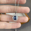 wholesale 925 Silver, ZHUO ZHI FAN Jewelry New Simulated Sapphire Pendant with Diamond Inlaid Necklace, INS-0-1