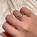 wholesale S925 silver Italian brushed gold twisted ring with layered woven texture and elegant style-0-1