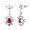 wholesale S925 Sterling Silver Radiant Heavy Duty Inlaid High-Carbon Diamond Zircon Ruby Hook Earrings for Women Wholesale Cross-Border-0-4