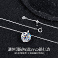 S925 Silver Plated White Gold Moissanite Necklace, Amazon Hot Seller, Minimalist Style, Ready Stock-0-0