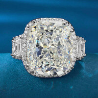 wholesale Silver 12*14mm Fat Square Ice Flower Cut Ring, Hot Selling Style for US-Europe Cross-Border AliExpress Independent Stores-R688 White G Diamond No. 8