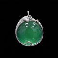 wholesale Metal material: 925 silver gold-plated Pendant with high-carbon diamond Muzo green natural chalcedony, new Chinese-style jewelry for women-0-5