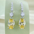 wholesale S925 Silver High-Carbon Diamond Ultra-Sparkling Canary Yellow Diamond Earrings 8*12 Large Oval Earrings for Women-0-0