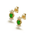 wholesale S925 silver plated 14K gold Japanese retro style diopside earrings, wholesale from Dunli Jewelry manufacturer-0-4