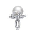 wholesale S925 Sterling Silver Zhuo Zhifan European and American Pearl Ring, Elegant and Graceful Goddess Style with High-Carbon Diamond Women's Ring-0-4