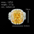 wholesale 925 Silver Gold Plated Ring with High Carbon Diamond Fancy Yellow Radiant Cut Daisy Party Versatile Jewelry for Women-0-1