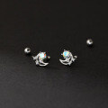 wholesale 925 Sterling Silver Fresh and Sweet Ins-Style Niche Design Diamond-Inlaid Moon Thread Earrings M06633-0-0