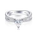 wholesale 925 Sterling Silver Cross-Border European and American Bow Ring with High-End Sense of Light Luxury and Zircon Heart Wedding Ring-0-1