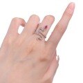 wholesale S925 Silver Snake Ring with 3*5mm Pigeon Blood Red Teardrop Gemstone, Live Stream New Arrival-0-4