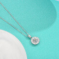 wholesale S925 Sterling Silver Moissanite Minimalist Necklace Diamond Flower Pendant Valentine's Day Gift for Girlfriend Light Luxury Collarbone Chain-0-1