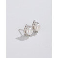 wholesale 925 Sterling Silver Freshwater Pearl Ear Studs Flat Round Light Luxury High-End Elegant Earrings for Women, Minimalist Summer Ear Accessories-0-3